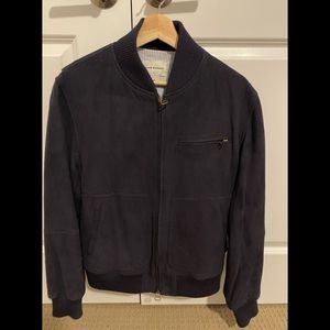 Men’s Navy Suede Bomber Jacket